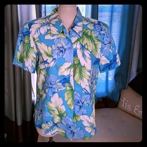 Short sleeve linen Beach top button up shirt 12 L